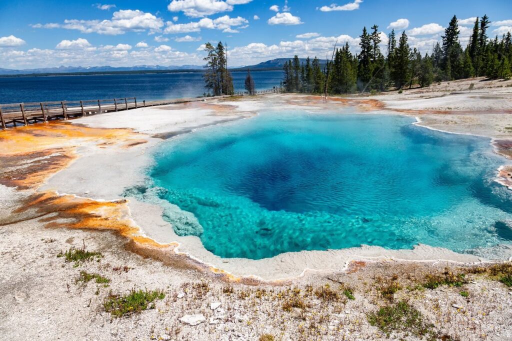 View of West Thumb Geyser Basin at Yellowstone