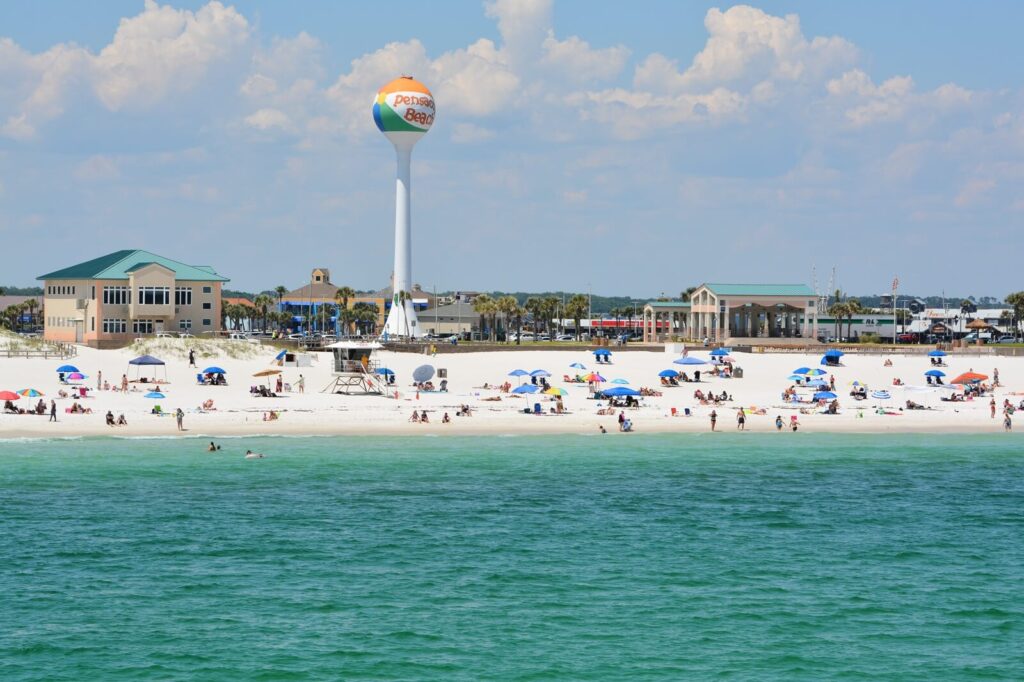 view from the ocean of pensacola beach florida